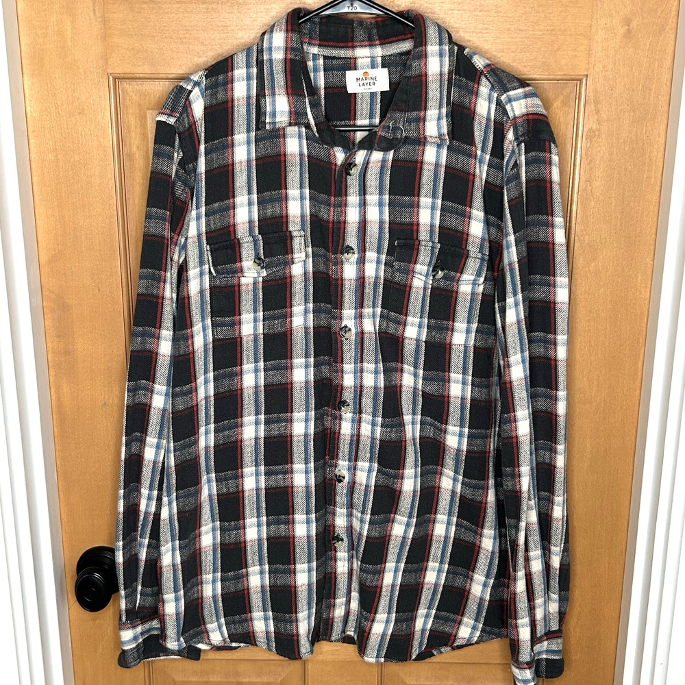 Marine‎ Layer Men's Plaid Shirt Size M/L Cotton Button Up
